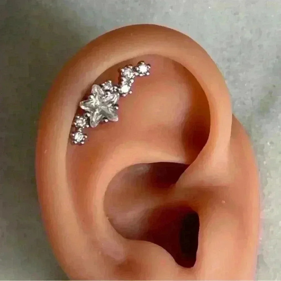 Modest Lu Jewelry - COPY - Silver Crystal Arch Cartilage Earring Brand New